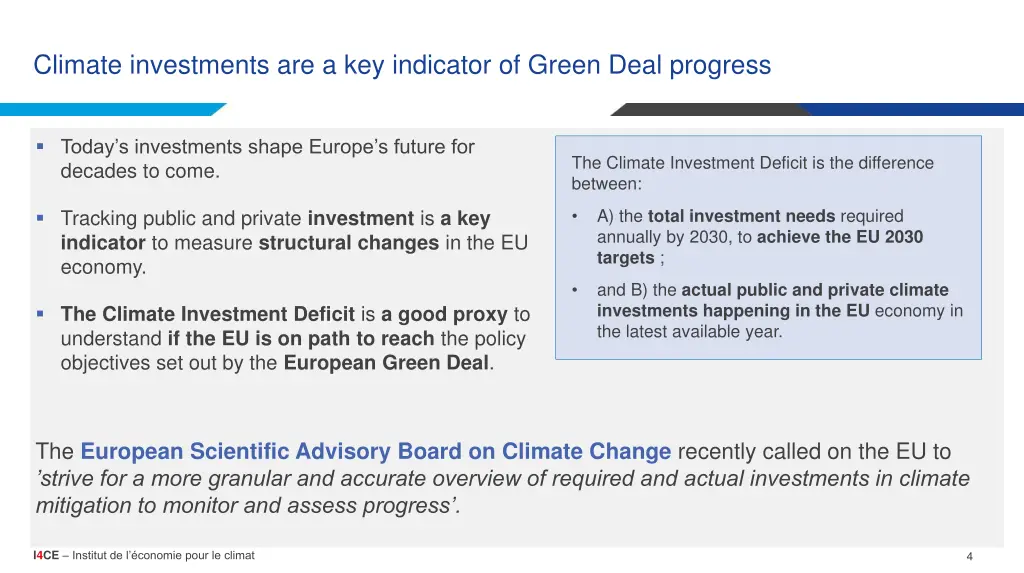 climate investments are a key indicator of green