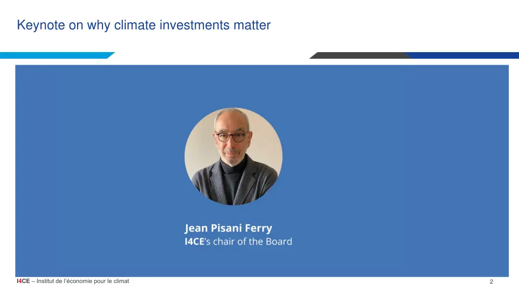 keynote on why climate investments matter