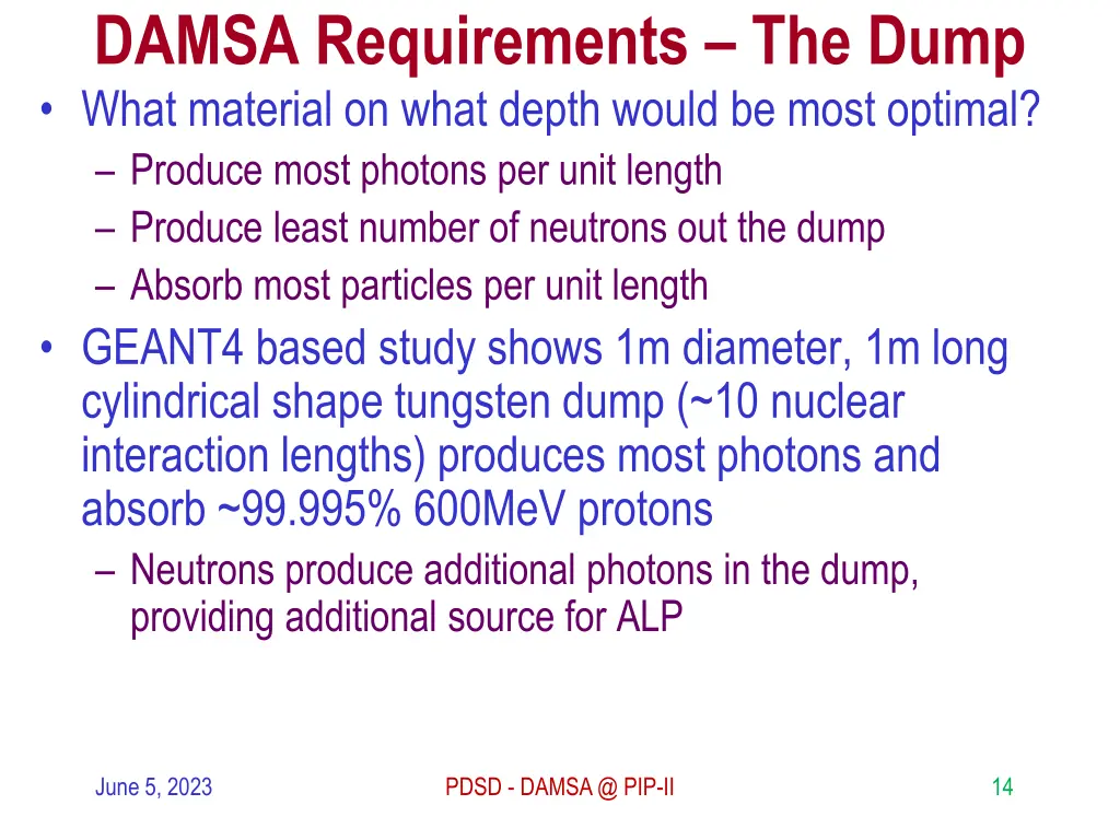 damsa requirements the dump what material on what