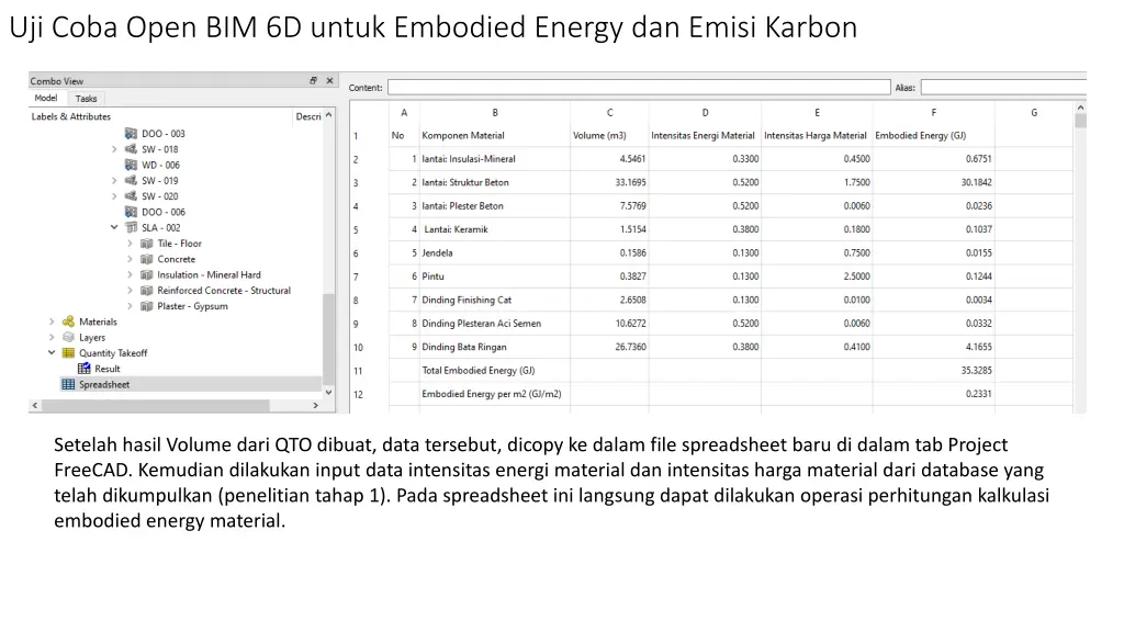 uji coba open bim 6d untuk embodied energy 3