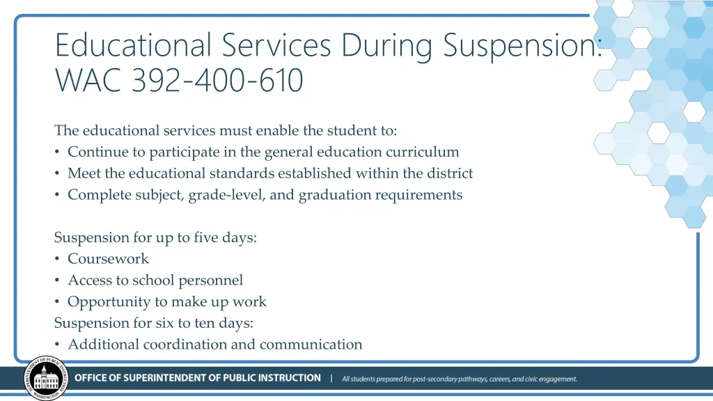 educational services during suspension