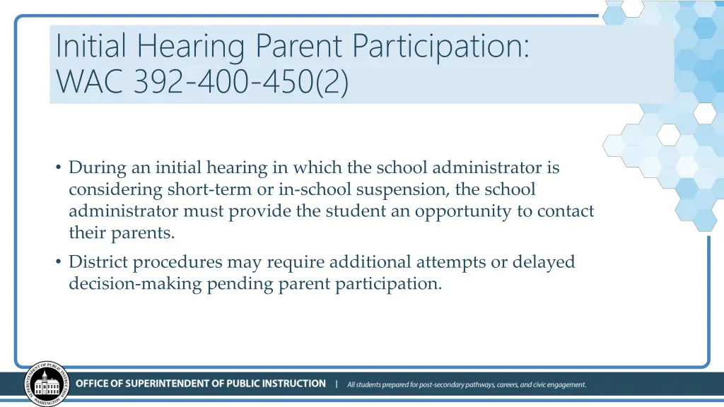 initial hearing parent participation