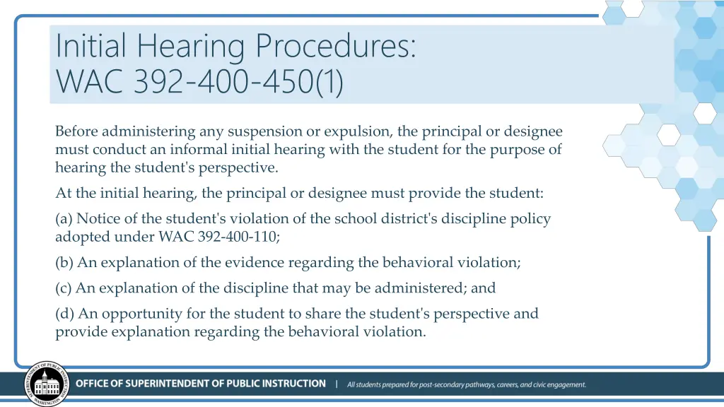 initial hearing procedures wac 392 400 450 1