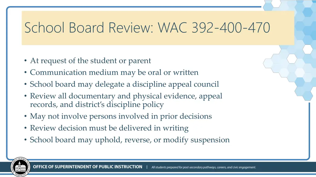 school board review wac 392 400 470