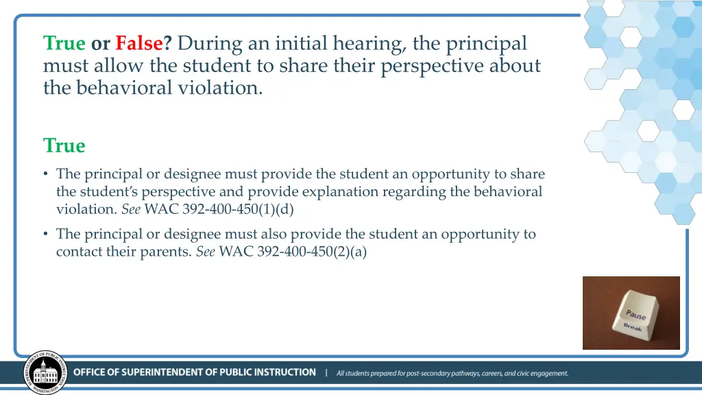 true or false during an initial hearing