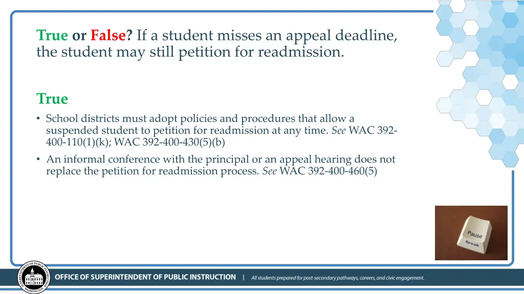 true or false if a student misses an appeal