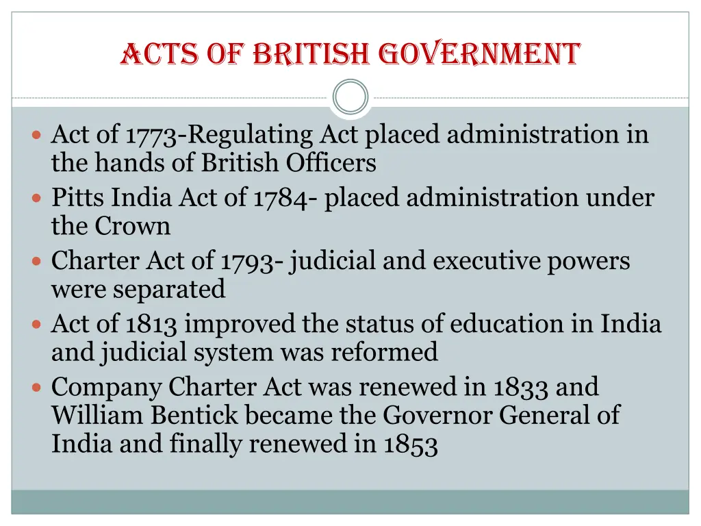 acts of british government