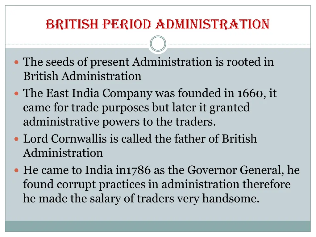 british period administration