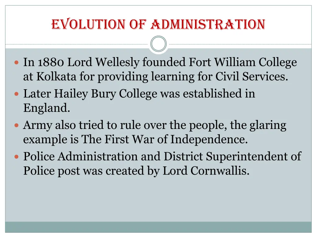 evolution of administration