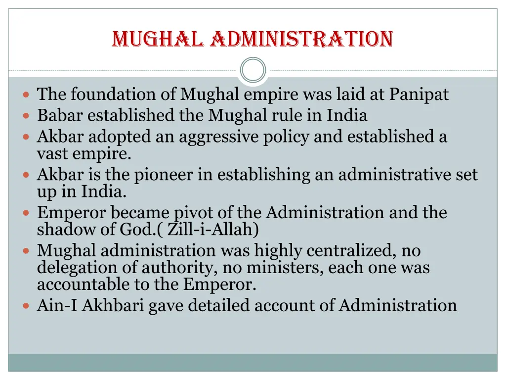 mughal administration