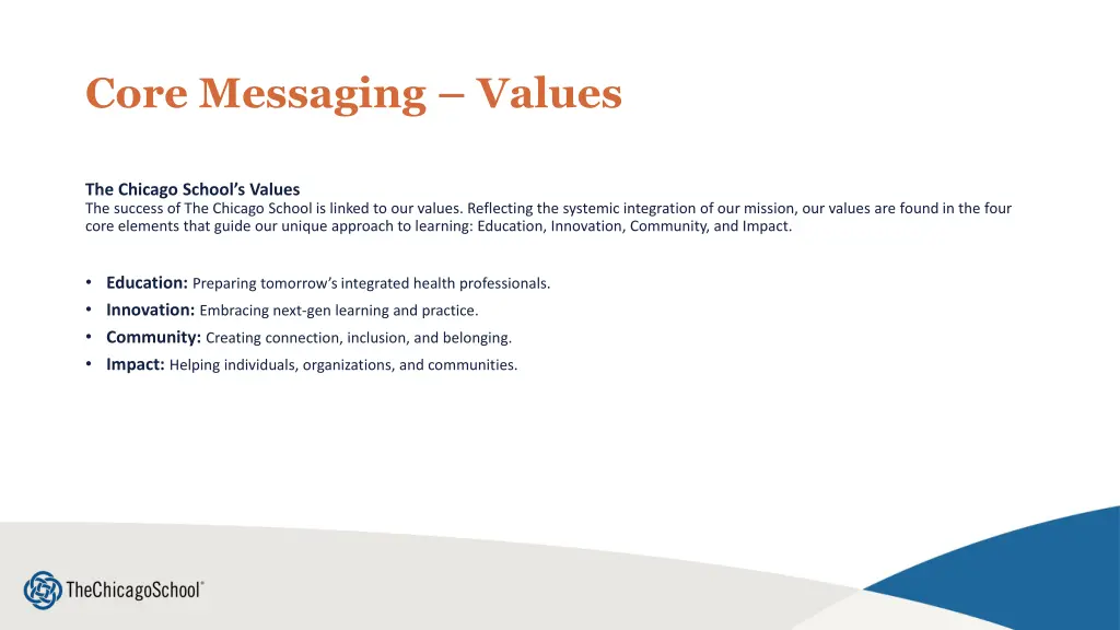 core messaging values