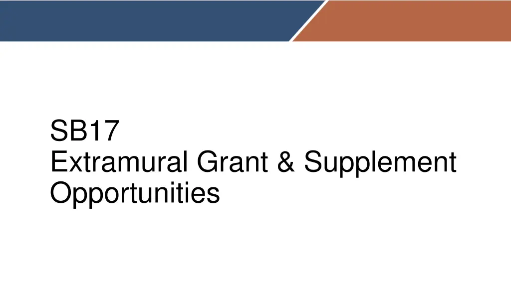 sb17 extramural grant supplement opportunities