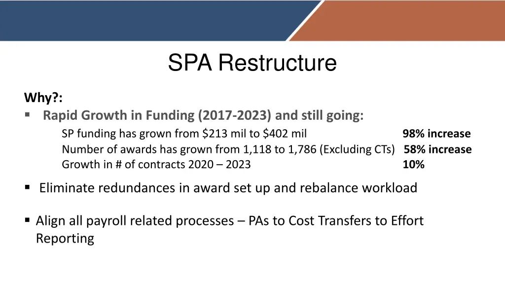 spa restructure