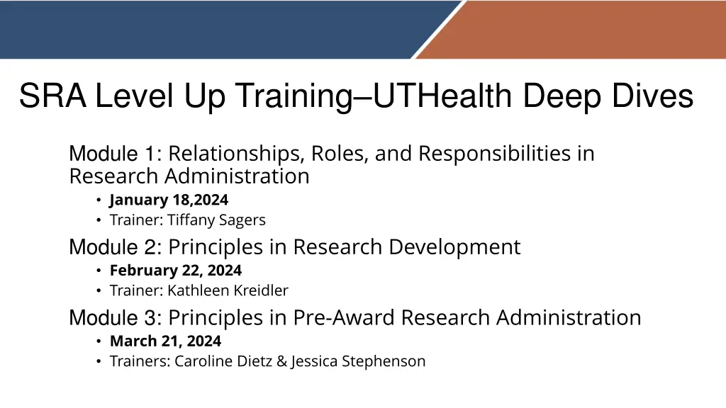 sra level up training uthealth deep dives 2