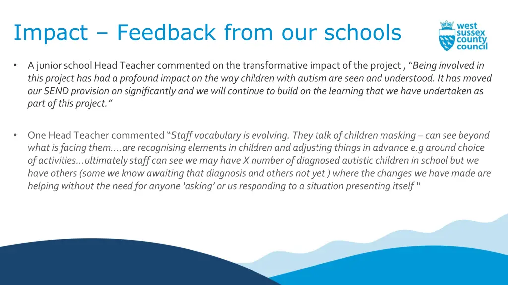 impact feedback from our schools 1