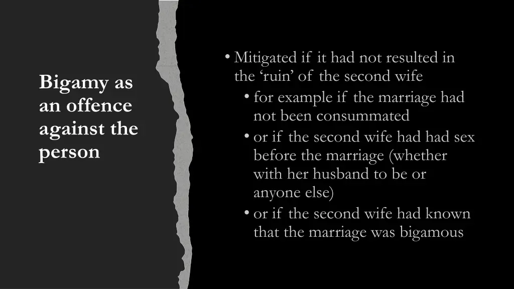 bigamy as an offence against the person