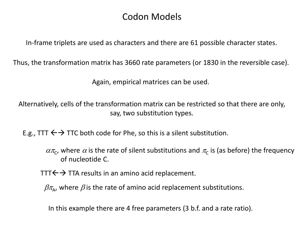 codon models