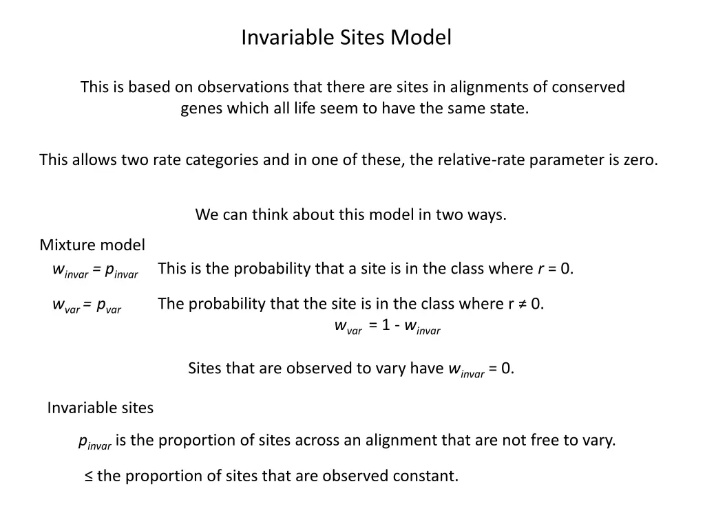 invariable sites model