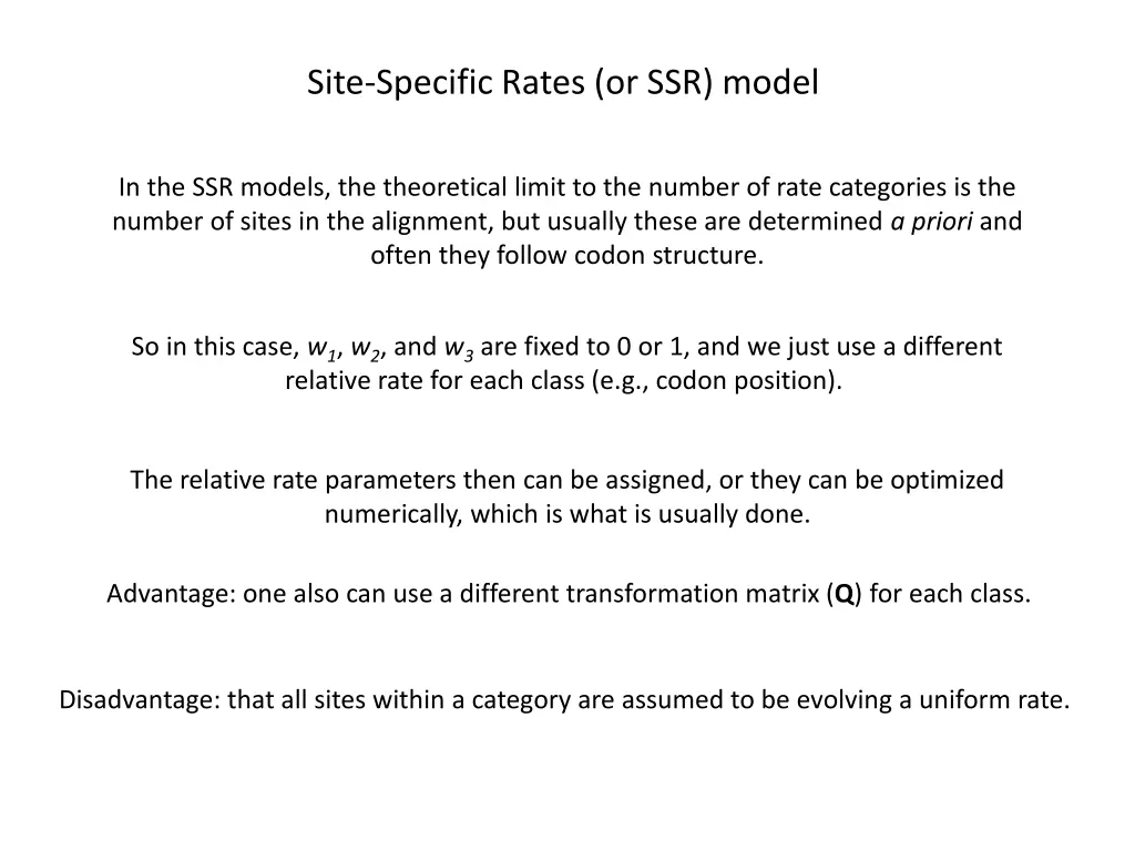 site specific rates or ssr model