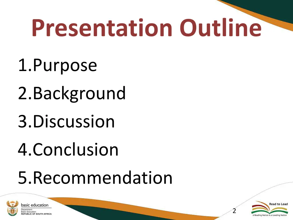 presentation outline