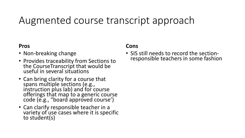 augmented course transcript approach 1