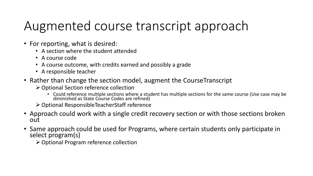 augmented course transcript approach