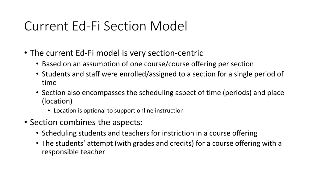 current ed fi section model