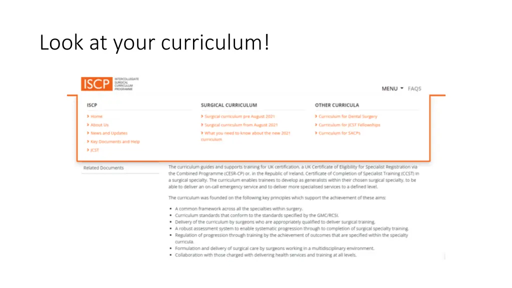 look at your curriculum