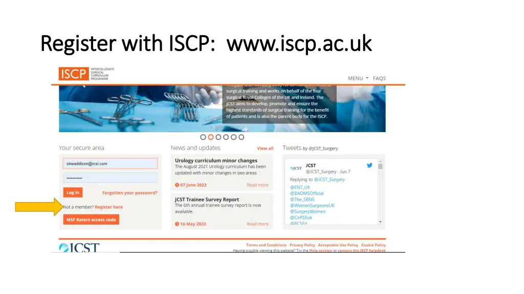 register with iscp www iscp ac uk register with