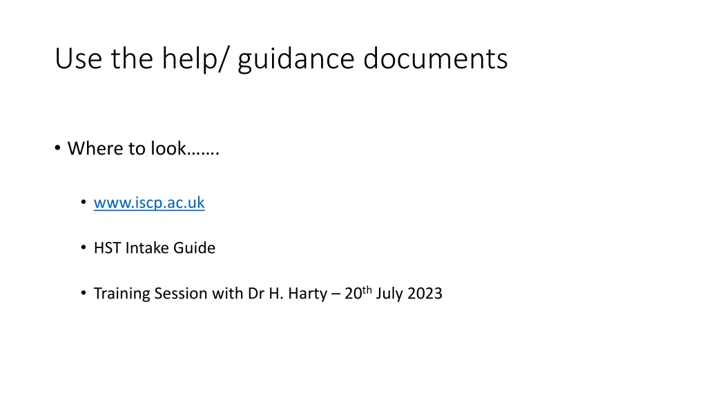 use the help guidance documents