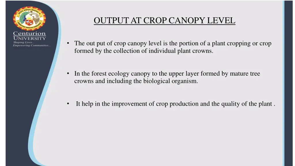 output at crop canopy level