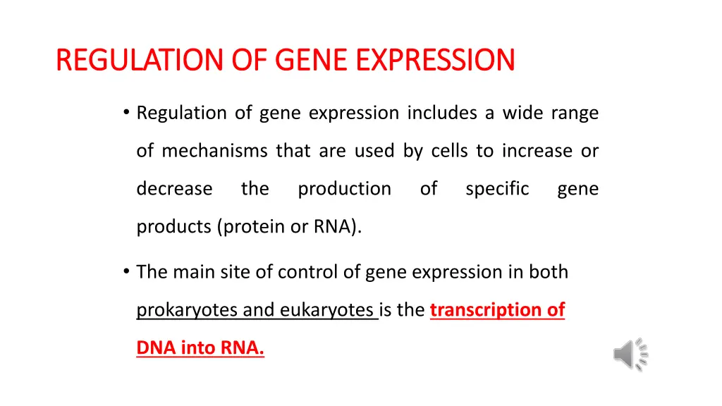 regulation of gene expression regulation of gene