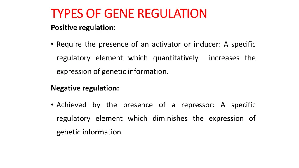 types of gene regulation types of gene regulation