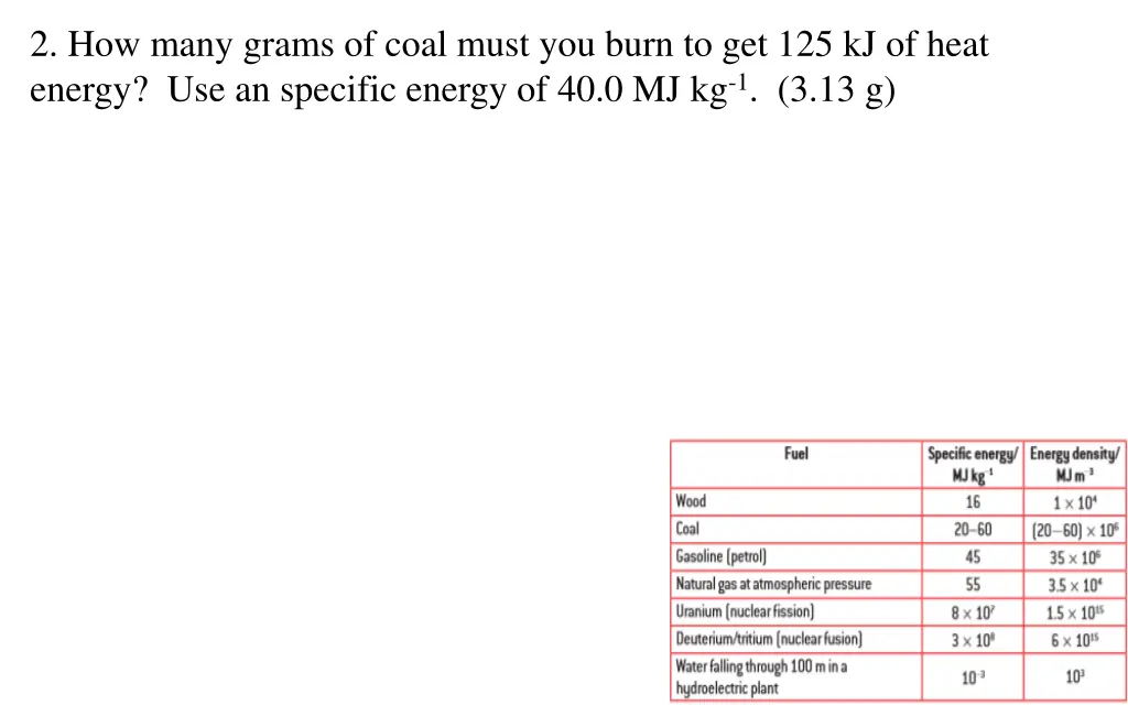 2 how many grams of coal must you burn