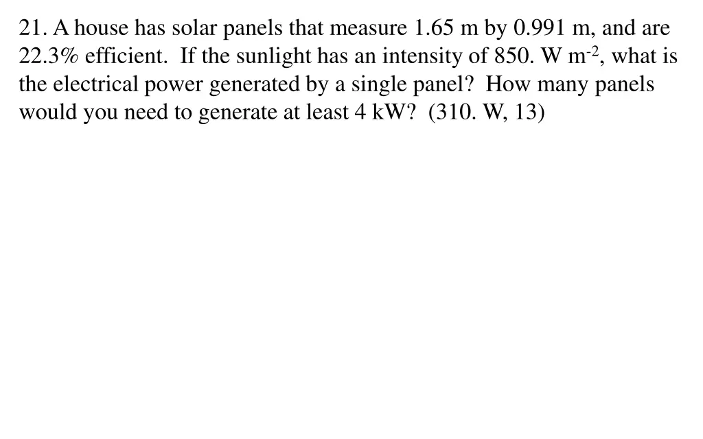 21 a house has solar panels that measure