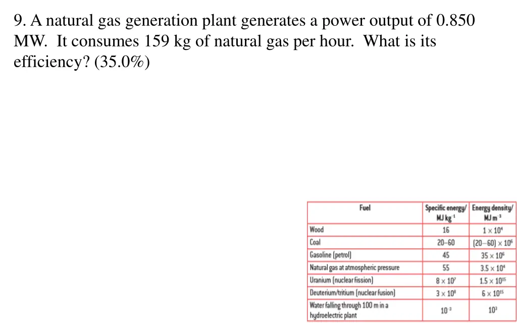 9 a natural gas generation plant generates