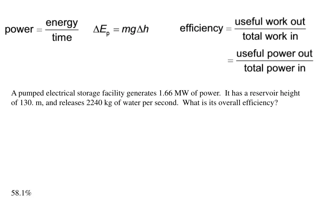 a pumped electrical storage facility generates