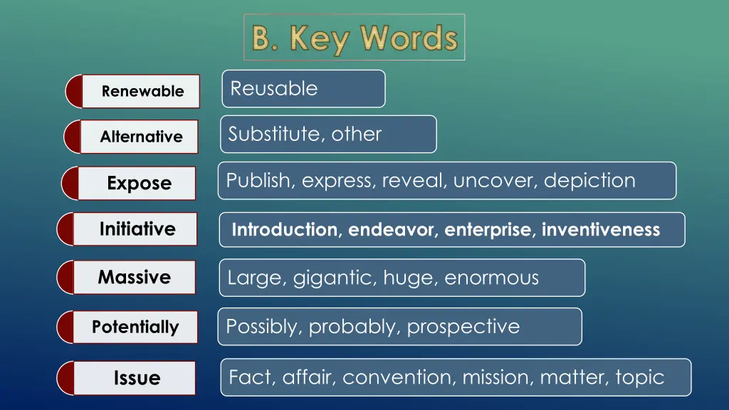 b key words 1