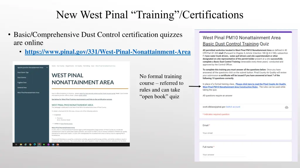 new west pinal training certifications