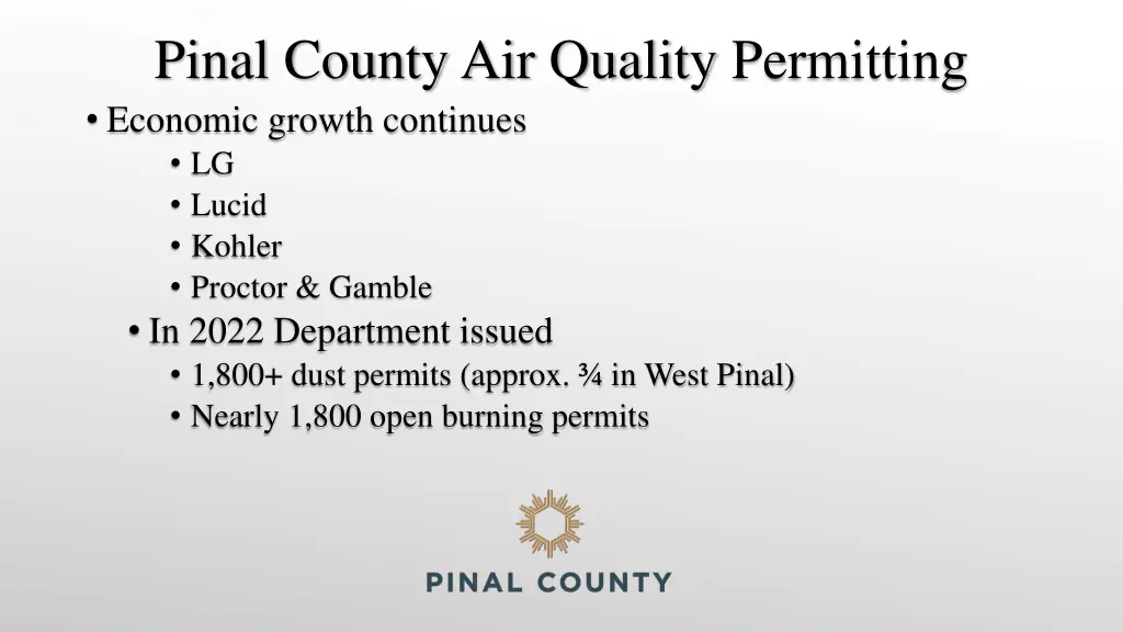 pinal county air quality permitting economic