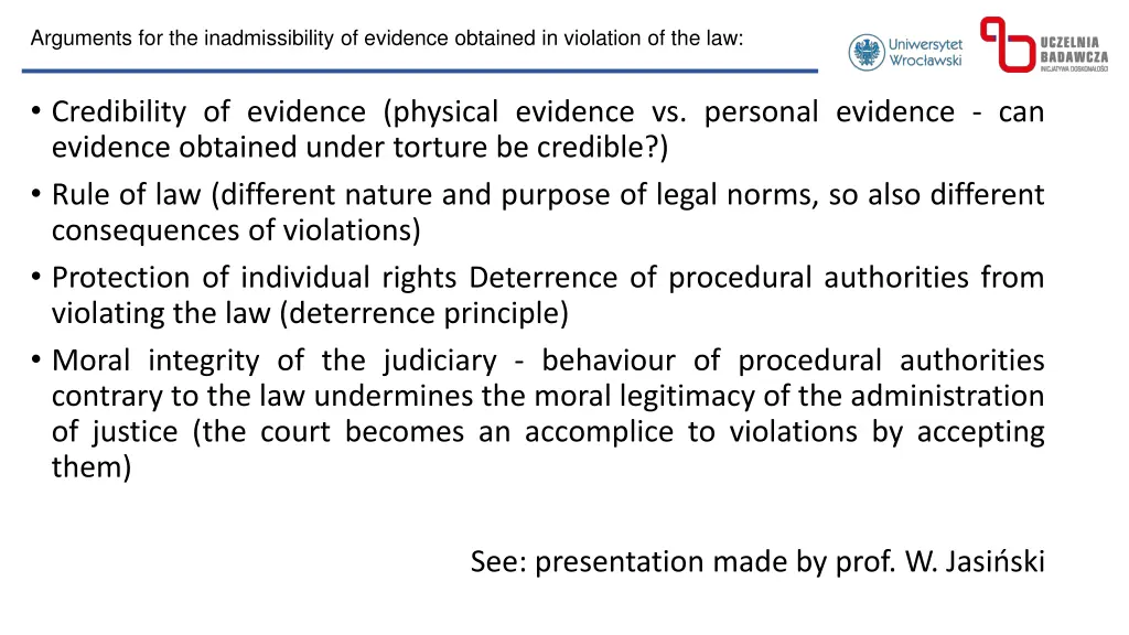 arguments for the inadmissibility of evidence