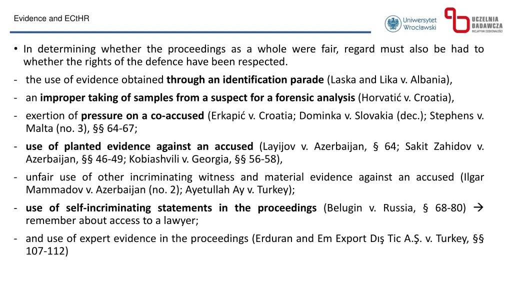 evidence and ecthr 1