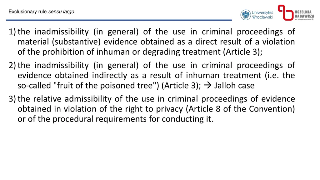 exclusionary rule sensu largo