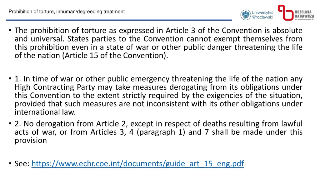 prohibition of torture inhuman degreeding