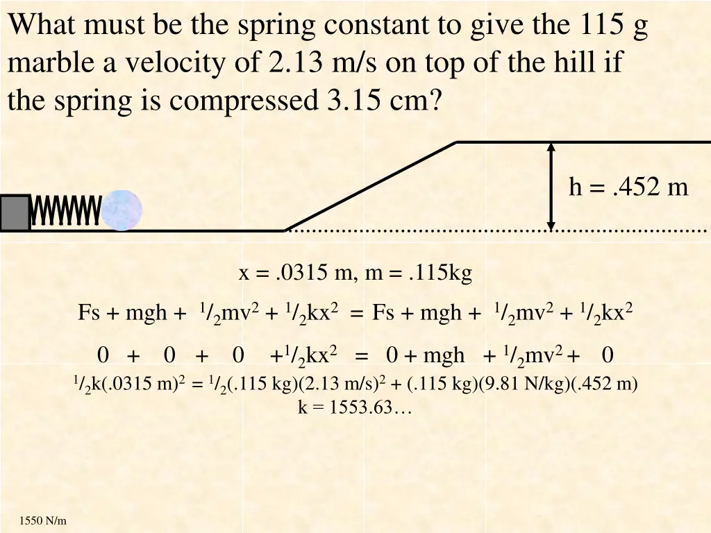 what must be the spring constant to give