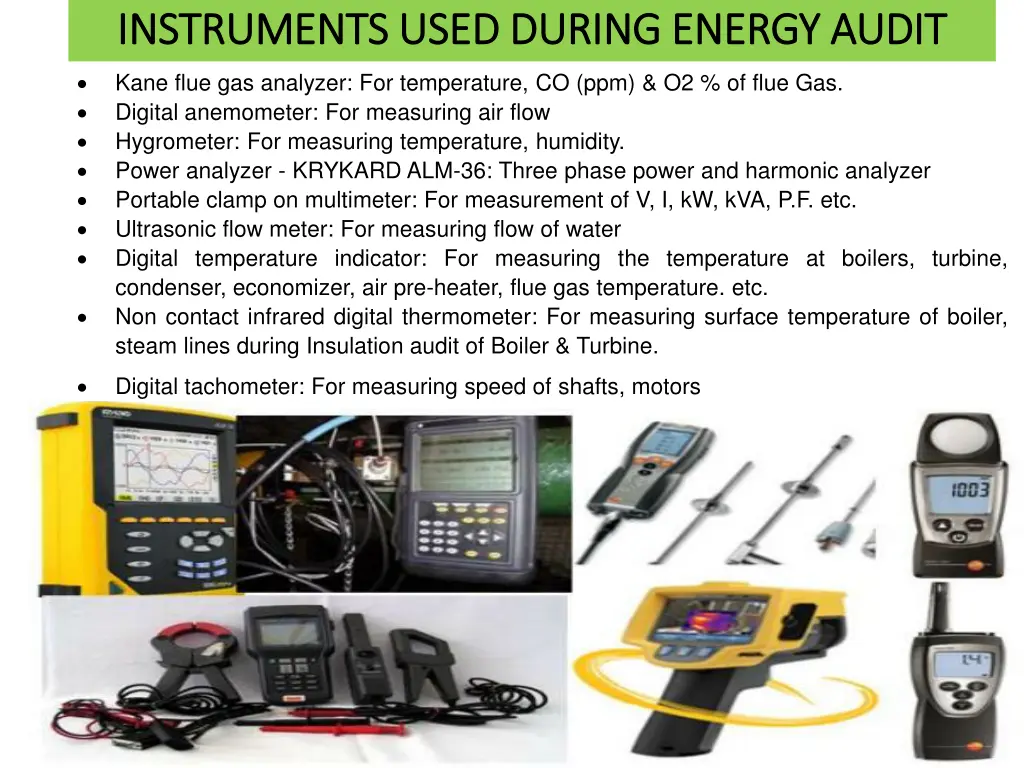 instruments used during energy audit instruments