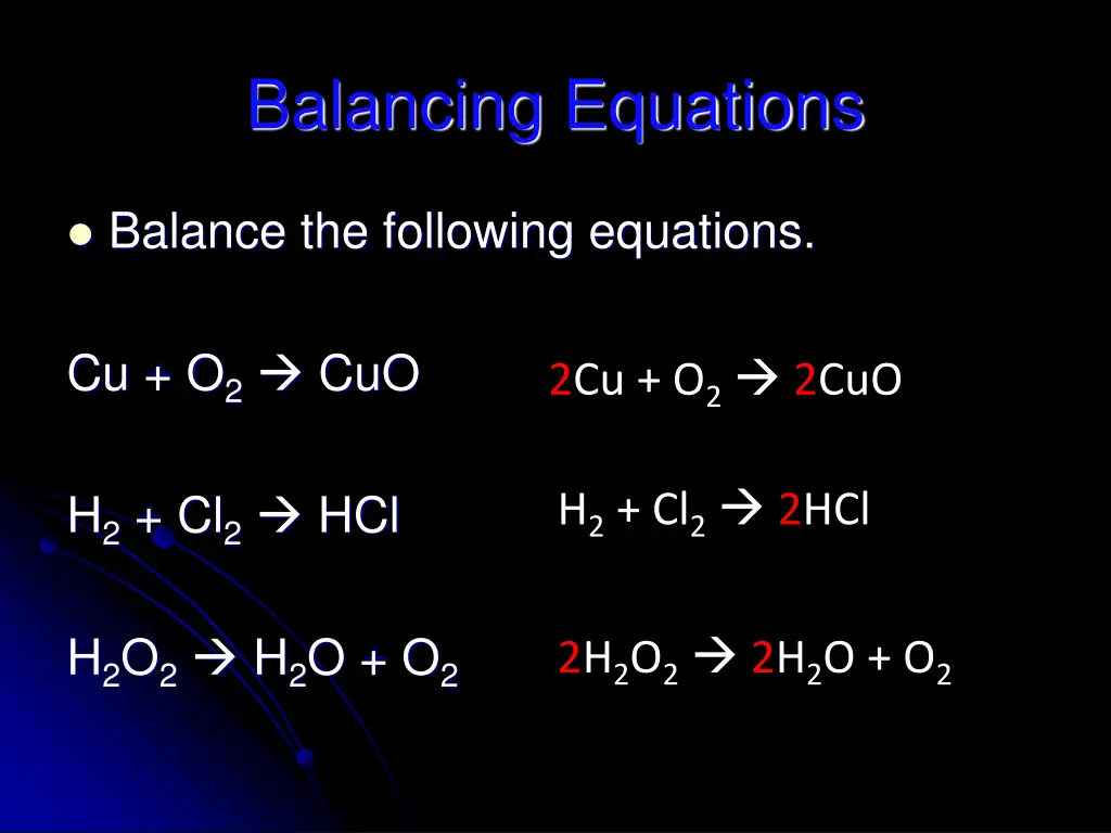balancing equations 2