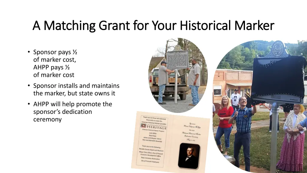 a matching grant for your historical marker