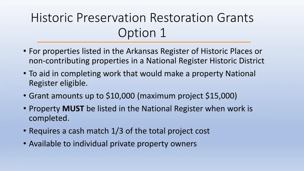 historic preservation restoration grants option 1
