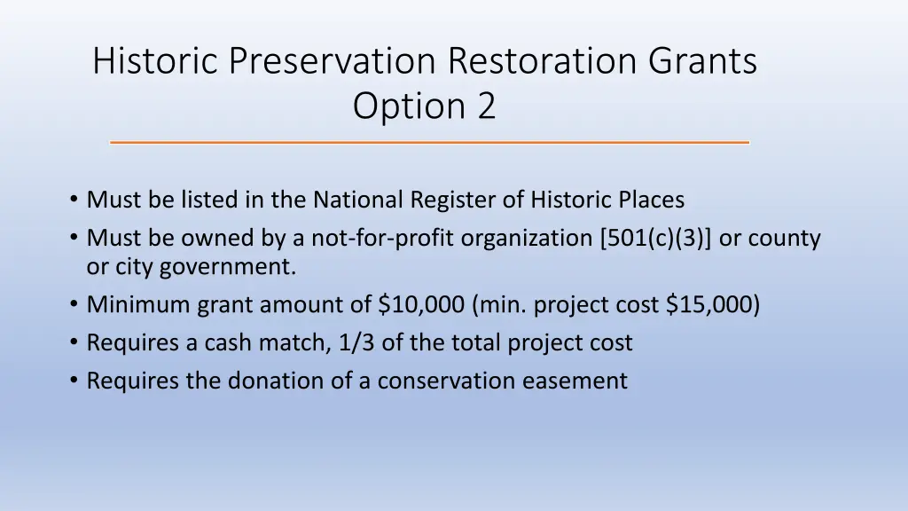 historic preservation restoration grants option 2